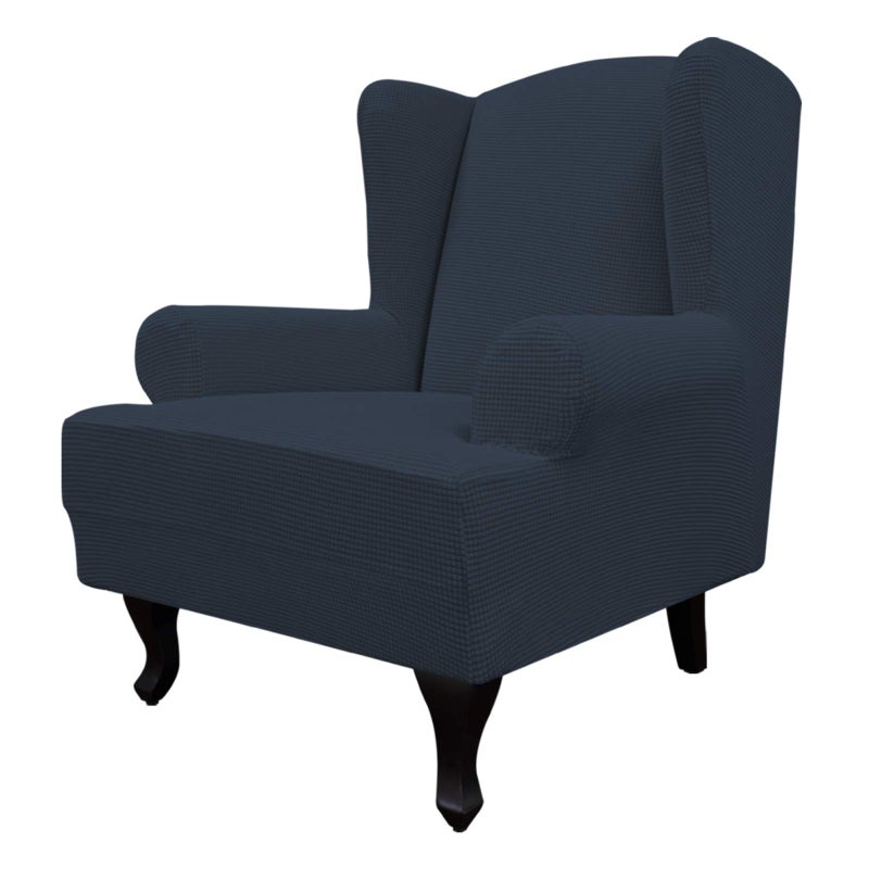 Easy-Going Stretch Wingback Chair Sofa Slipcover 1-Piece Sofa Cover Furniture Protector Couch Soft with Elastic Bottom, Spandex Jacquard Fabric Small Checks(Large,Dark Blue) - Image 1